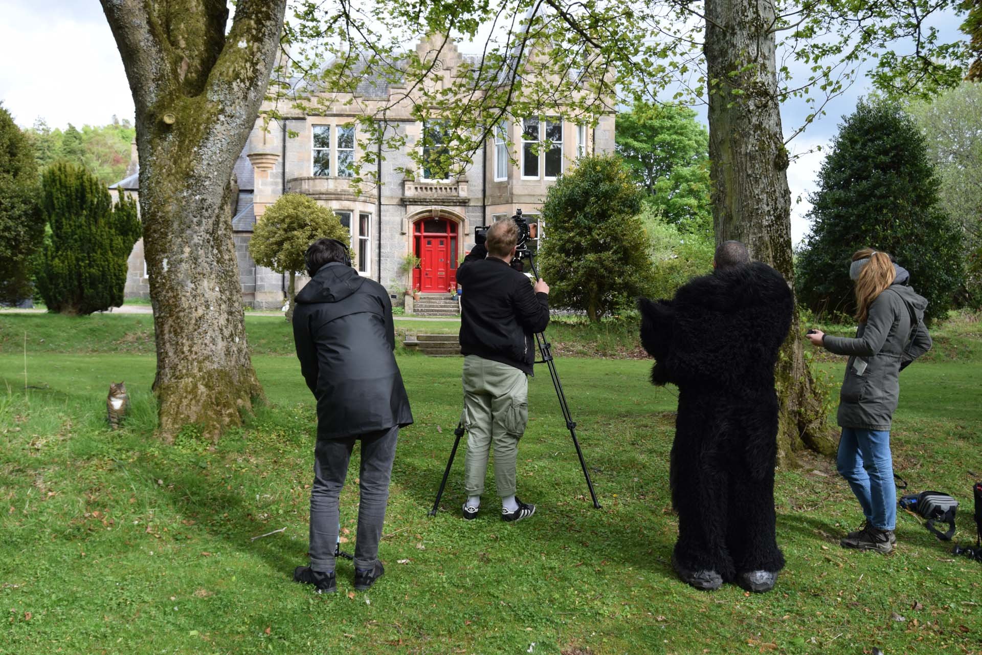 Behind the scenes: Mark Readhead, Daniel Hughes, Irineu Destourelles and Anita Krasowska filming on location in Huntly